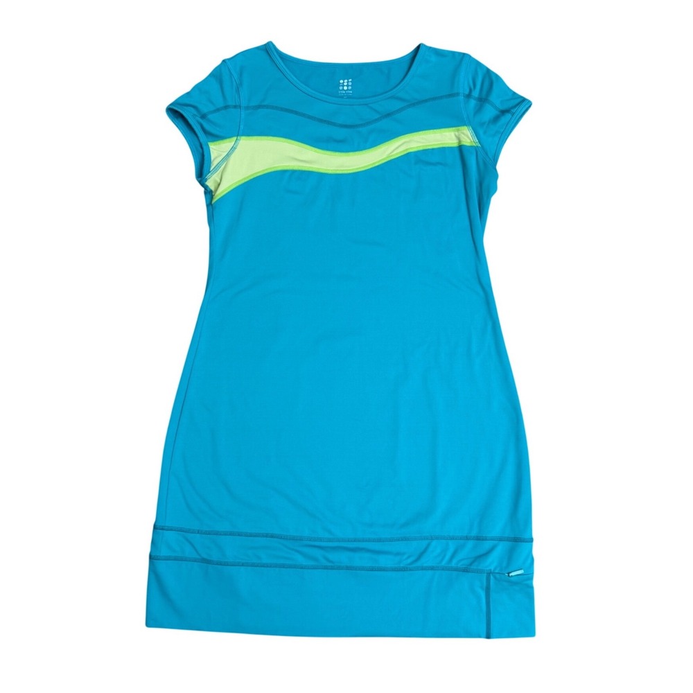 Title Nine Regulator Active Travel Dress Teal Blue Green Small ocean wave